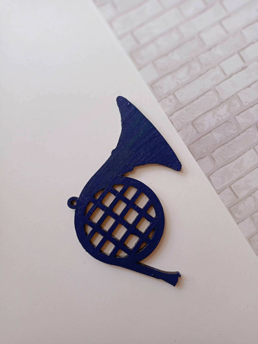 Blue french horn keychain (MDF base)