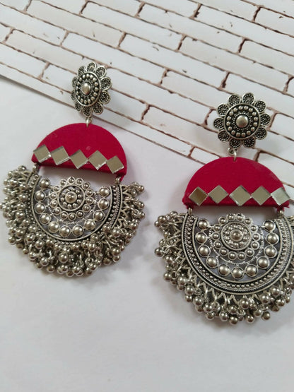 pink jhumka earrings