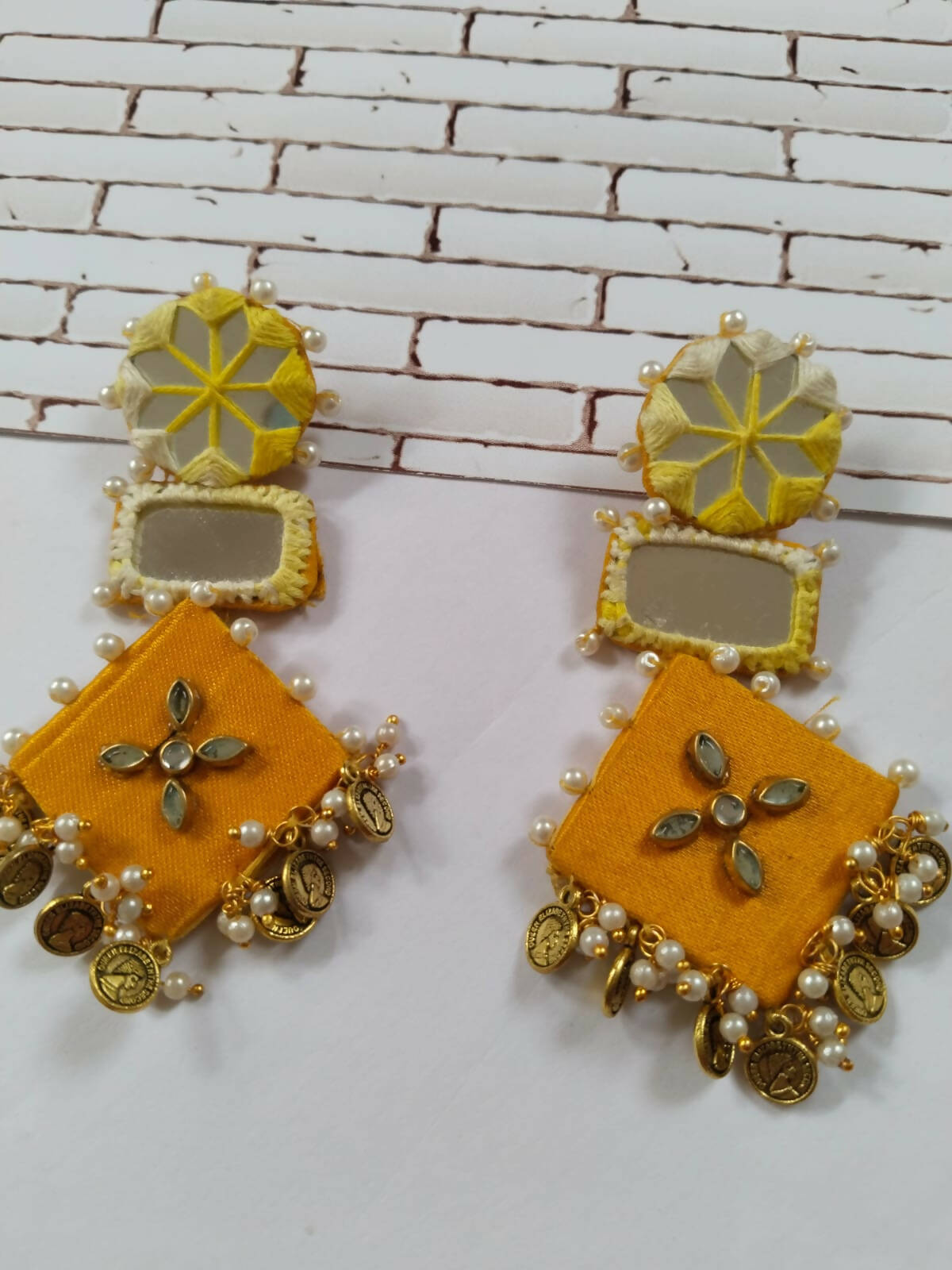 Laadli Handmade- Jaya- Mirror Handmade Earrings