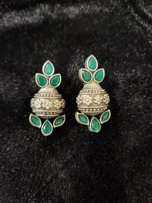 Monalisa Stones Silver Plated Stud Earrings