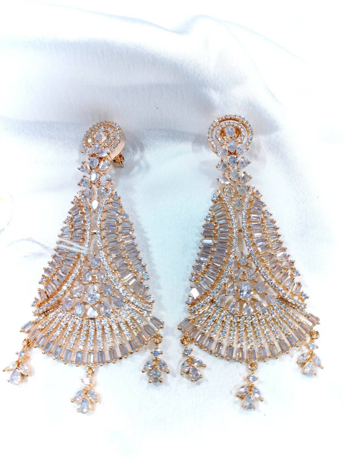 Elegant AD Studded Gold Plated Earrings