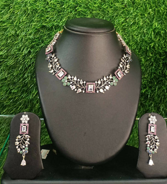 CZ Finish White Emerald Necklace Set