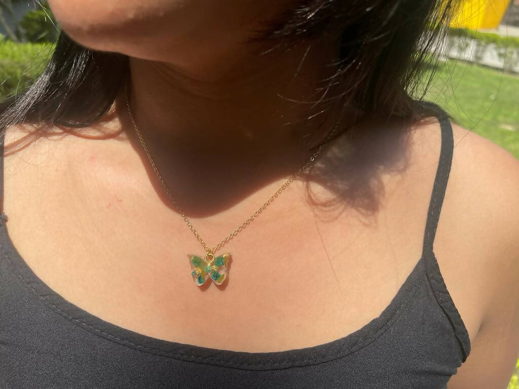 Kids Green Butterfly Necklace, Kids Green Necklace - Etsy