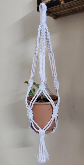 Boho handmade plant hanger|| white plant hanger