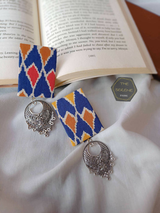 Blue fabric jhumka | stylish earrings online