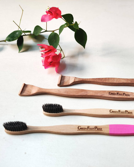 bamboo toothbrush || wooden tongue cleaner