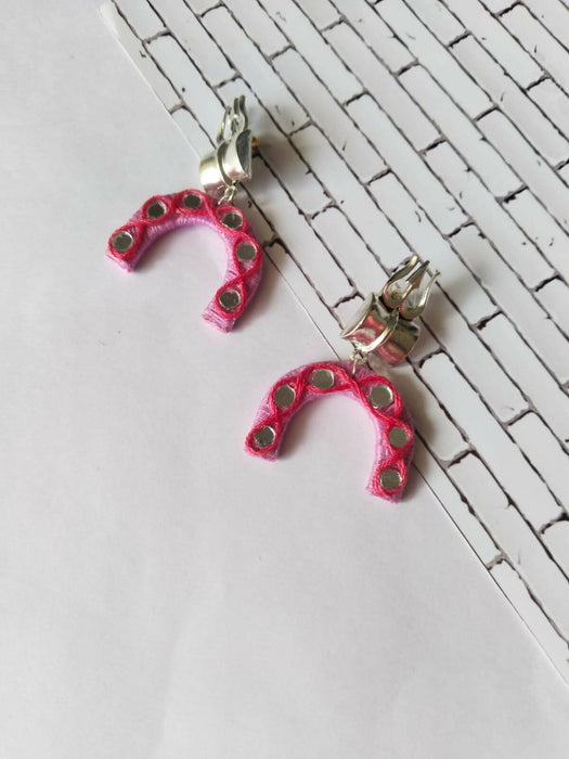 Trishul damru pink thread earrings