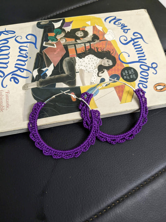 Purple Crochet Hoop Earrings