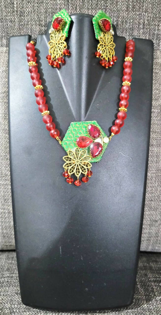 Gold Plated Kundan Studded Necklace Set