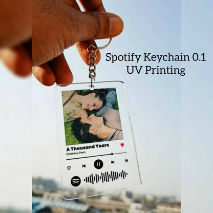 Spotify customised photo keychain black and white for men women