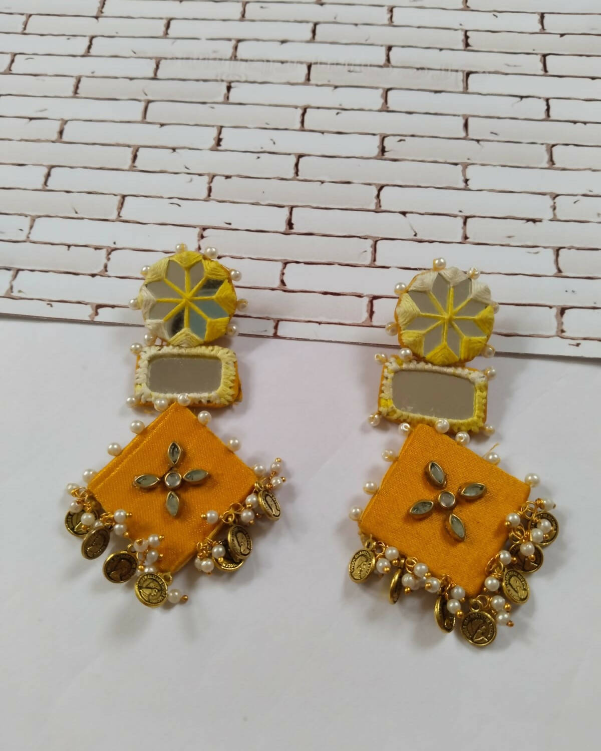 Meenakari Hoop Style Earrings in Yellow Colour - LOCAL TIJORI
