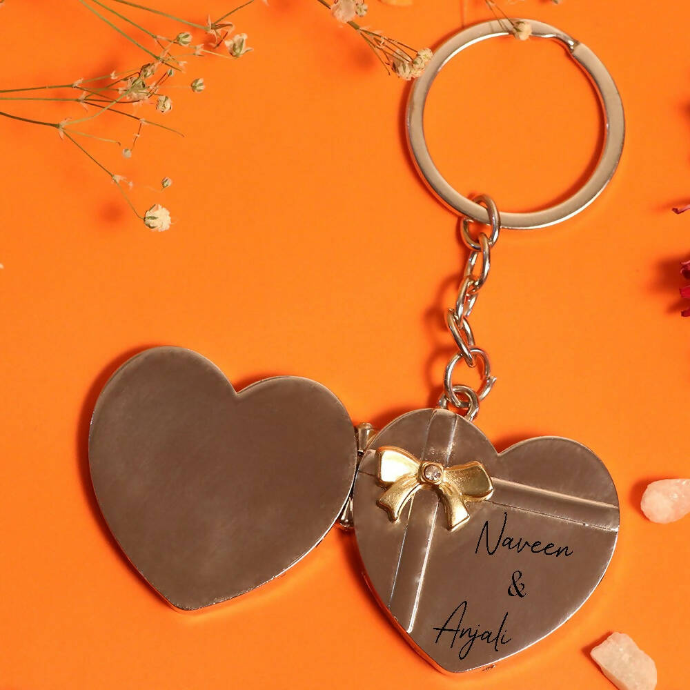 Heart shape mini openable book keychain with personalized photo