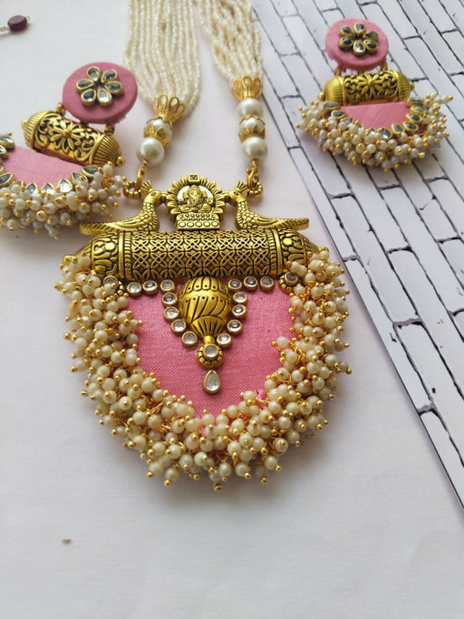 Baby pink jewellery set|| Fabric jewellery set