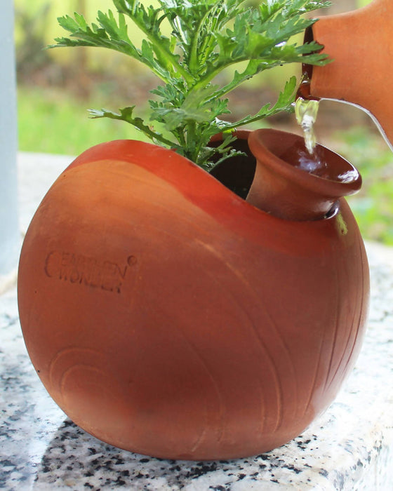 Glo L Terracotta Planter with Deep Root Watering System