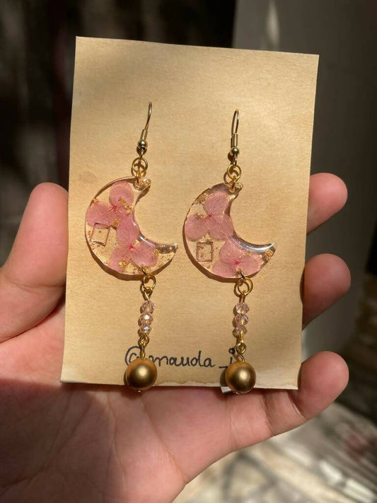 Pink moon earrings