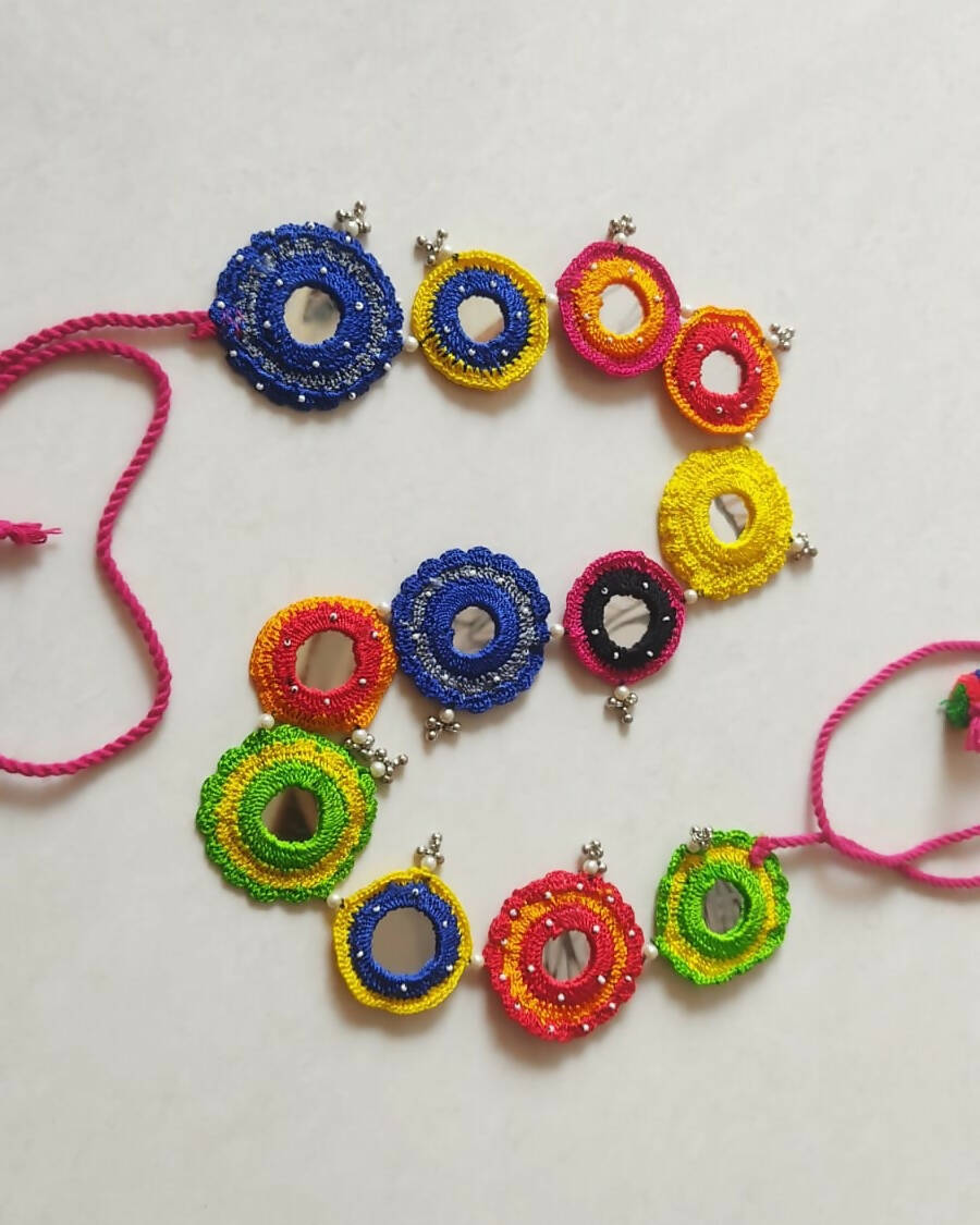 Crochet Adjustable Multicolor Mirror Belt and Kamarband