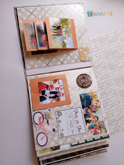 Golden and silver embossed scrapbook personalised with photos for all occasions