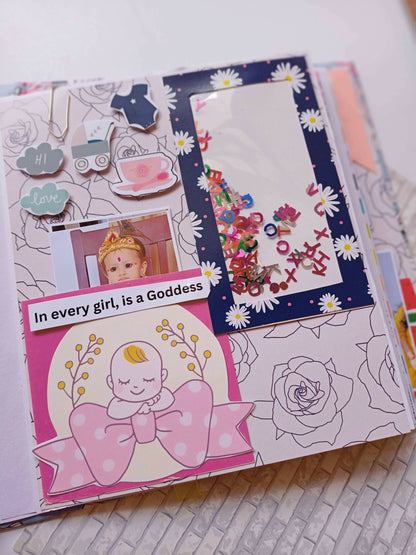 Baby girl floral colorful keepsake customized photo album scrapbook