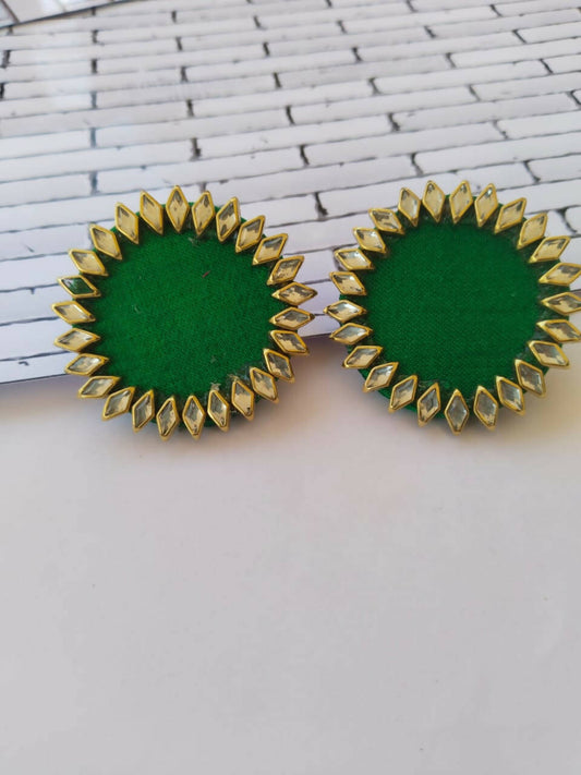 Green stud earrings