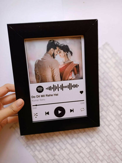 Black frame customized with photo for him and her