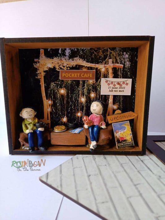 Restaurant cafe romantic personalised couple miniature shadow box frame