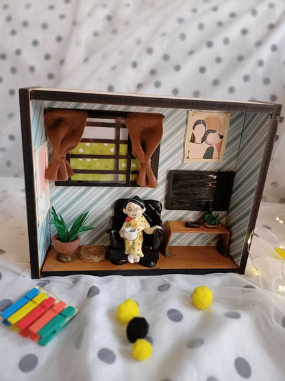 Living room customized shadow box miniature gift for grandmother and mother