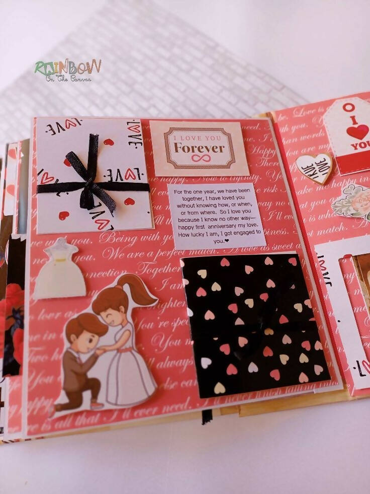 Red and black personalised Floral wedding anniversary scrapbook
