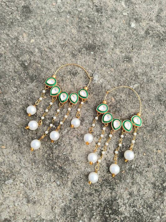 Elegant Kundan Pearl Drop Earrings