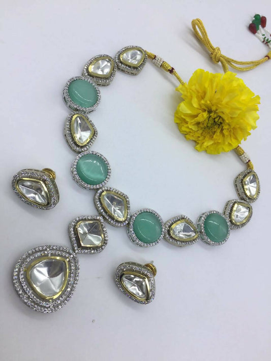 Dual Color Kundan Studded Necklace Set