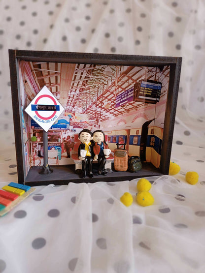 Railway station train customized shadow box miniature