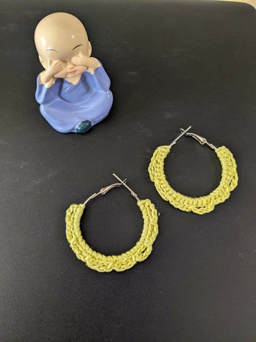 Daisy Yellow Crochet Small Hoop Earring