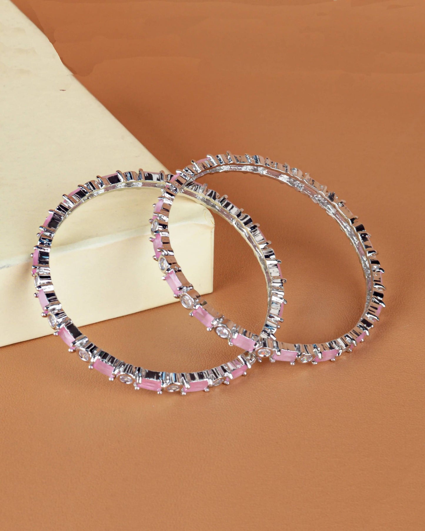 Zirconia silver plated bangles
