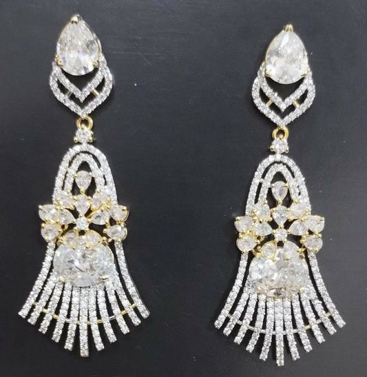 Divine AD White Sparkling Cocktail Earrings