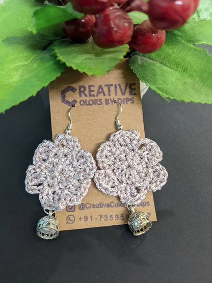 Glitter Flower Crochet Earring
