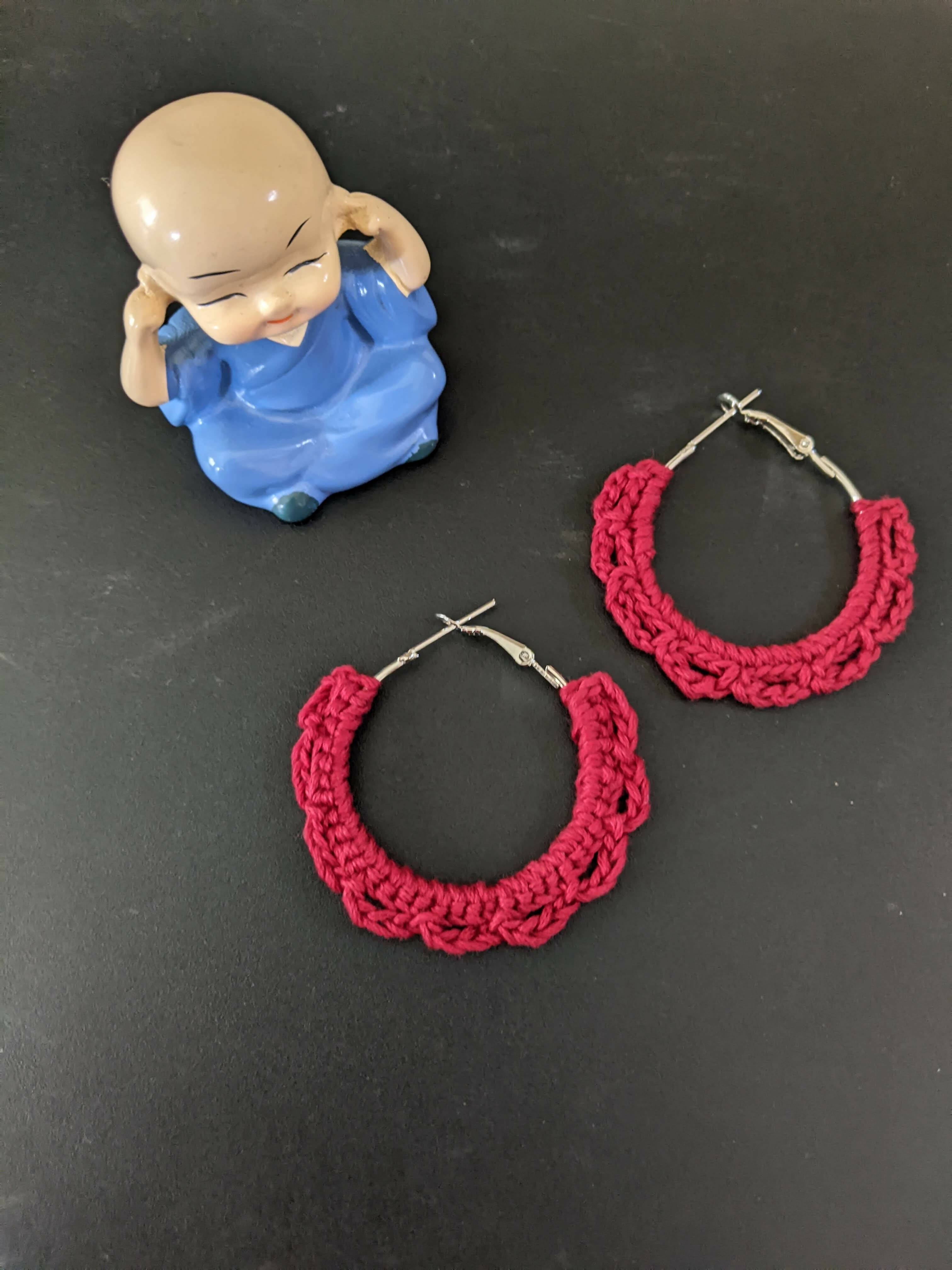 Ellie Crystal Hoop Earrings in Red | ikrush