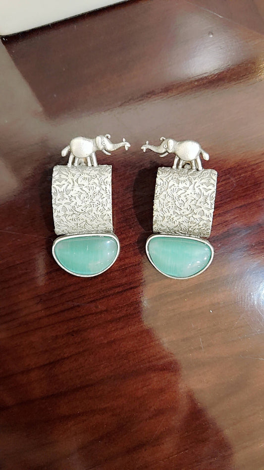 Sea Green Silver Stud Earrings